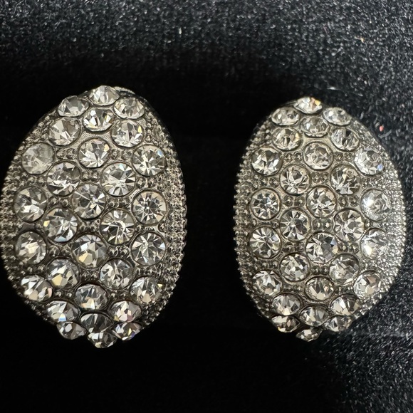 ICY SILVER OVAL EARRINGS - Picture 1 of 11